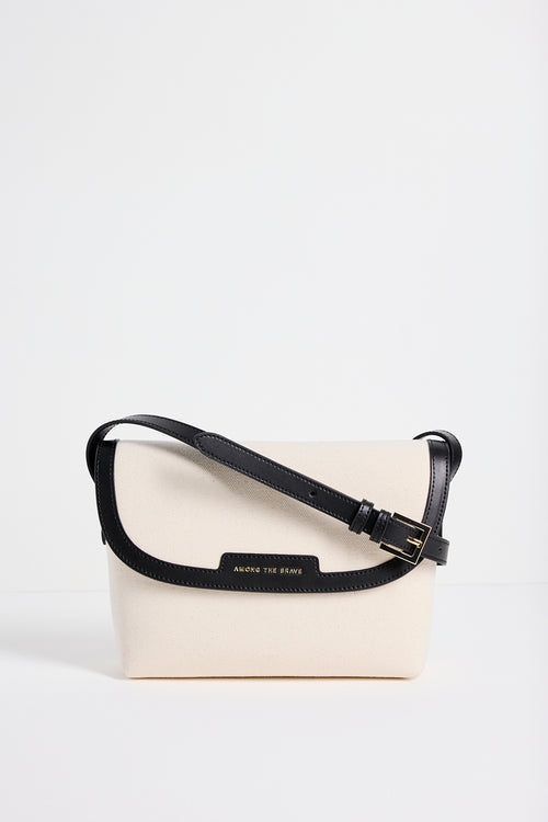 canvas leather trim crossbody bag