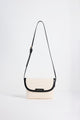Belle Natural Canvas Black Leather Trim Crossbody Bag
