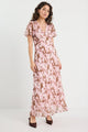 Chariot Blush Chocolate Floral Bias Flared Maxi Dress