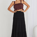 Charming Black Shirred Cotton Tiered Maxi Skirt WW Skirt Ivy + Jack   