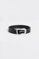 Silver Buckle Black Leather Belt