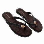 Sienna Chocolate Gold Broach Flat Sandal