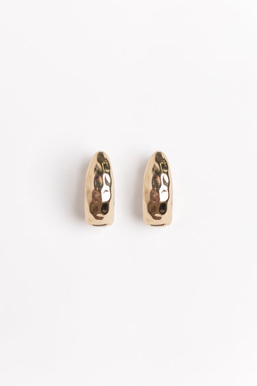 Chunky Hammered Oval Gold Earrings