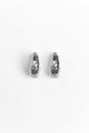 Chunky Hammered Oval Rhodium Earrings