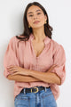 Closure Blush Ramie High Neck Buttoned SS Top