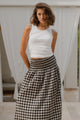 Cheerful Black Gingham Cotton Shirred Waist Maxi Skirt