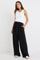 Sydney Black Crepe Wide Leg Tie Belt Pant
