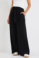 Sydney Black Crepe Wide Leg Tie Belt Pant