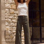 Zoey Dark Khaki High Rise Wide Leg Pocket Jean