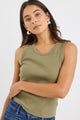 Cobble Khaki Rib Cutaway Tank