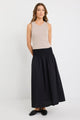Adventure Black Cotton Shirred Waist Maxi Skirt