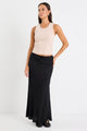 Summit Black Linen Blend Tie Waist Bias Maxi Skirt