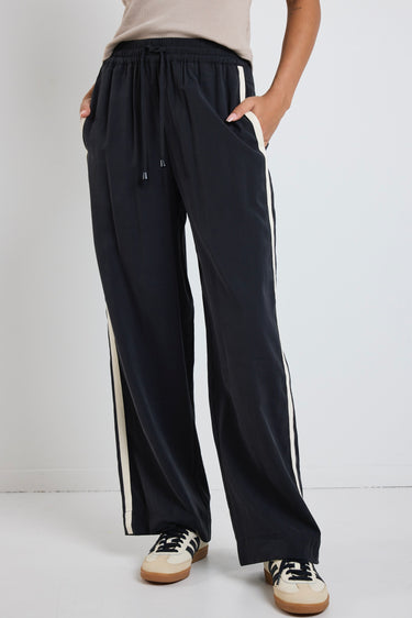 Townie Black Stripe Side Tape Wide Leg Pants