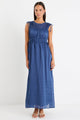 Compass Navy Ramie Relaxed Sleeveless Maxi Dress