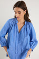 Compliment French Blue Stripe Blouson Mid Sleeve Top