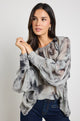 Cosmopolitan Charcoal Smudge Crew Neck Floaty LS Top