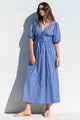 Confide Blue Stripe Deep V Maxi Dress