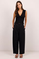 Manifesto Black Front Pleat Barrel Leg Pants