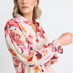 Connection Vintage Blush Floral Button Front Long Sleeve Blouse