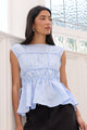 Context Ice Blue Linen Relaxed Sleeveless Top