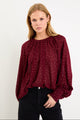 Cosmopolitan Burgundy Polka Dot Crew Neck Floaty LS Top