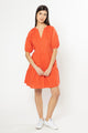 Courageous Mandarin Linen SS Puff Sleeve Mini Dress