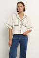 Culture Cream Black Trim Linen Boxy SS Shirt