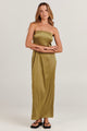 Sinead Khaki Strapless Midi Dress