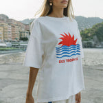 Woman wearing Tropiques Oversized Tee Warm White