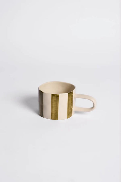 olive striped mug
