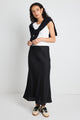 Summit Black Tie Waist Bias Maxi Skirt