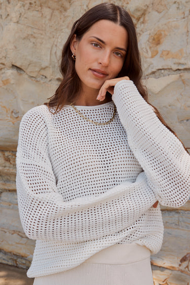 Dawn Ivory Crochet Knit Jumper