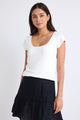 Definitive Ivory Cap Sleeve Square Neck Stretch Top