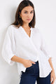Deity White Linen Button Through Puff Sleeve Ss Blouse