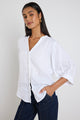 Deity White Linen Button Through Puff Sleeve Ss Blouse