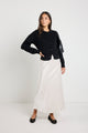 Rosette Pearl Satin Bias Midi Skirt