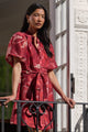 Delphi Large Red Peony Belted Mini Dress
