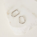 Diamante Oval Rhodium Hoop Earring