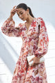 Divine Blush Floral Balloon Sleeve Floaty Maxi Dress