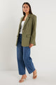 Dock Khaki Ramie Rolled Sleeve Blazer