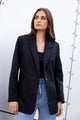 Dock Black Ramie Rolled Sleeve Blazer