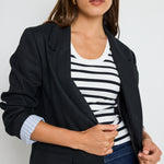 Dock Black Ramie Rolled Sleeve Blazer