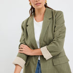 Dock Soft Khaki Ramie Rolled Sleeve Blazer
