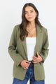 Dock Soft Khaki Ramie Rolled Sleeve Blazer