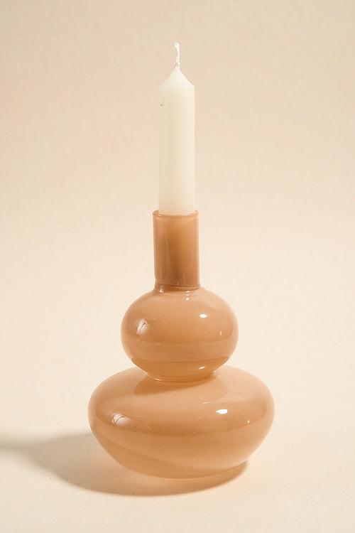 brown glass candle holder