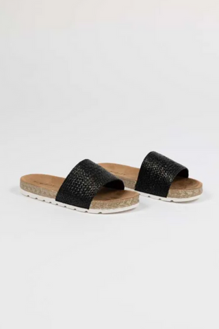 Dream Black Raffia Slide