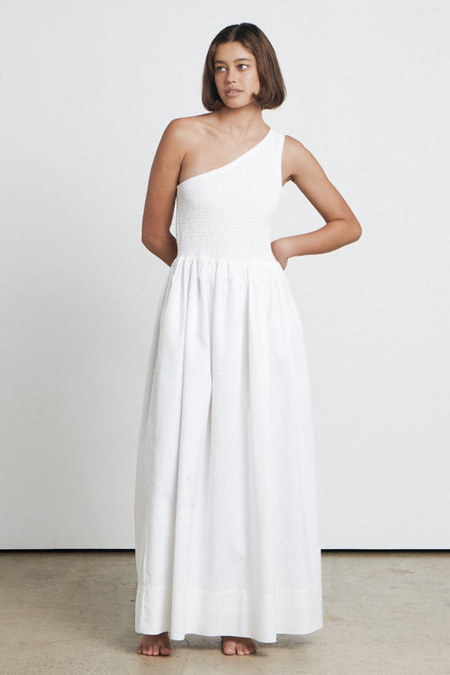 The Assymetrical White Maxi Dress WW Dress Bare   