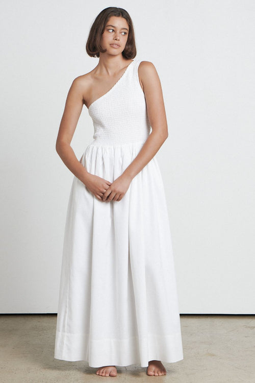 The Assymetrical White Maxi Dress WW Dress Bare   