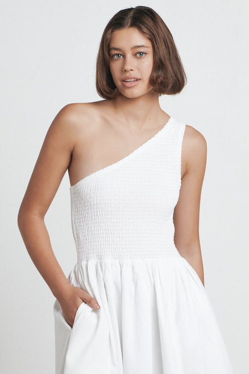 The Assymetrical White Maxi Dress WW Dress Bare   