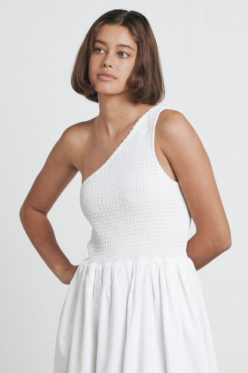 The Assymetrical White Maxi Dress WW Dress Bare   